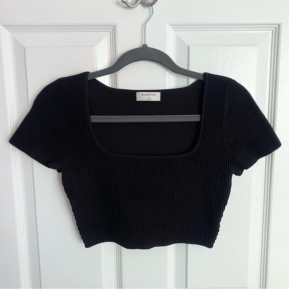 Babaton Black Sculpt Knit Square Neck Top, size M - Picture 4 of 8
